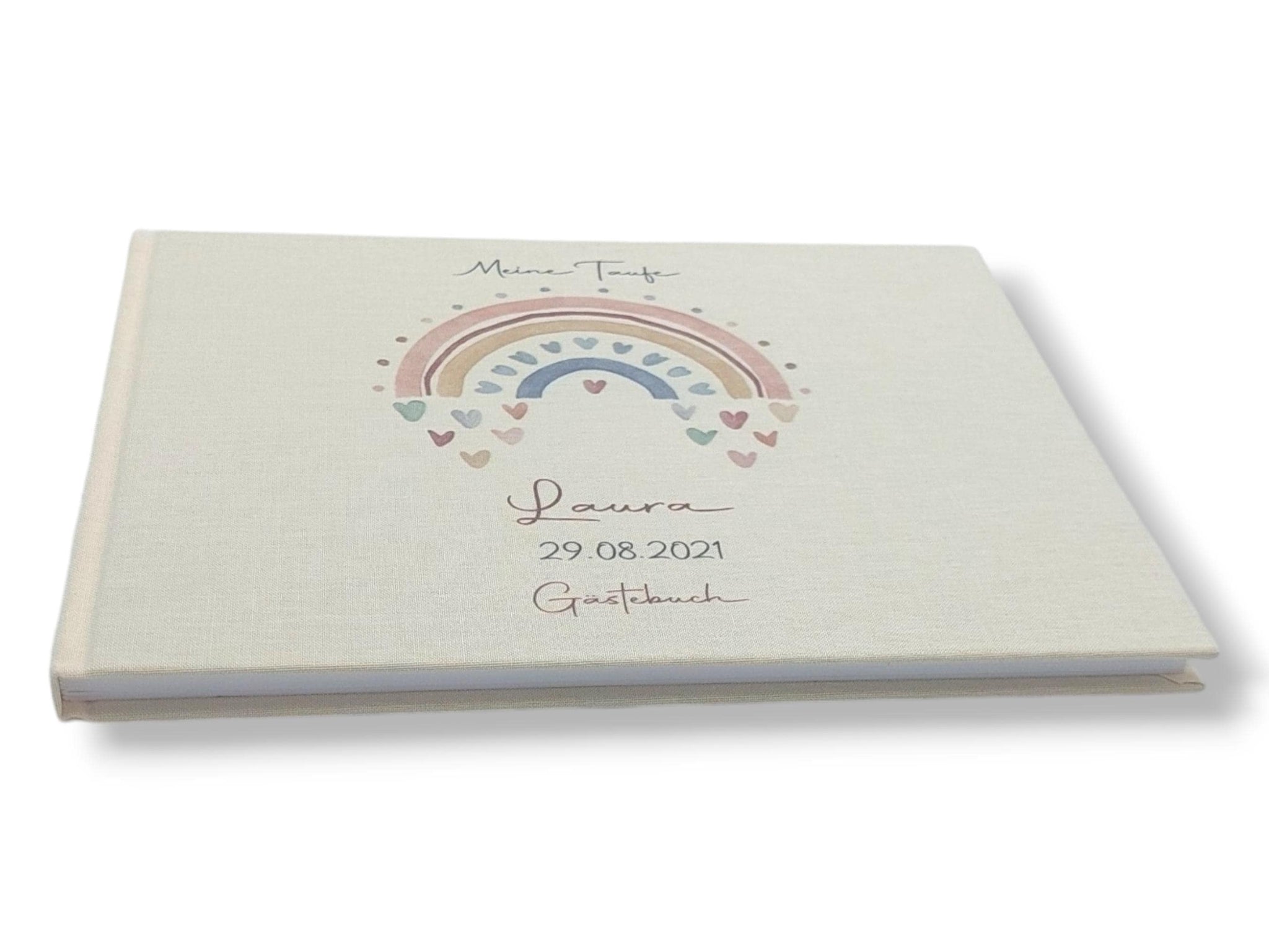 Gästebuch Taufe personalisiert "Regenbogen Herzen", Taufgeschenk, Erinnerung Taufe