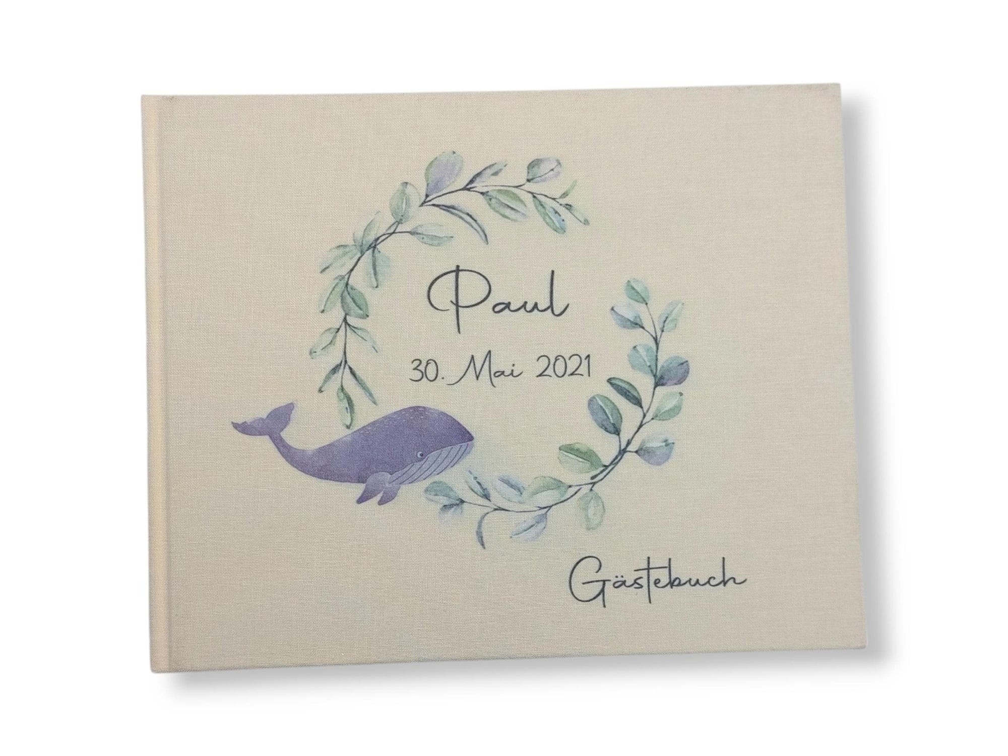 Gästebuch Taufe personalisiert "Wal", Taufgeschenk, Erinnerung Taufe
