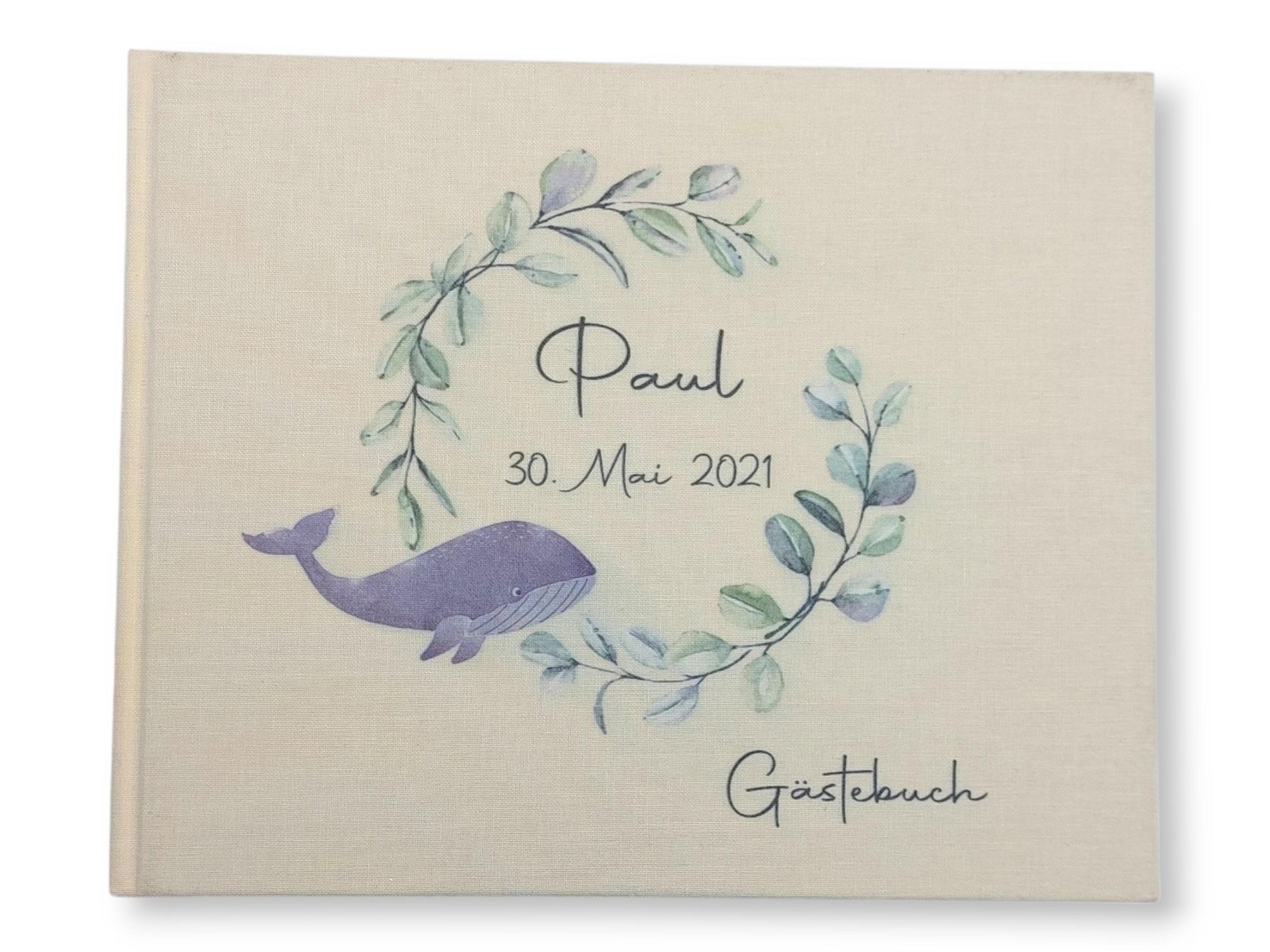 Gästebuch Taufe personalisiert "Wal", Taufgeschenk, Erinnerung Taufe