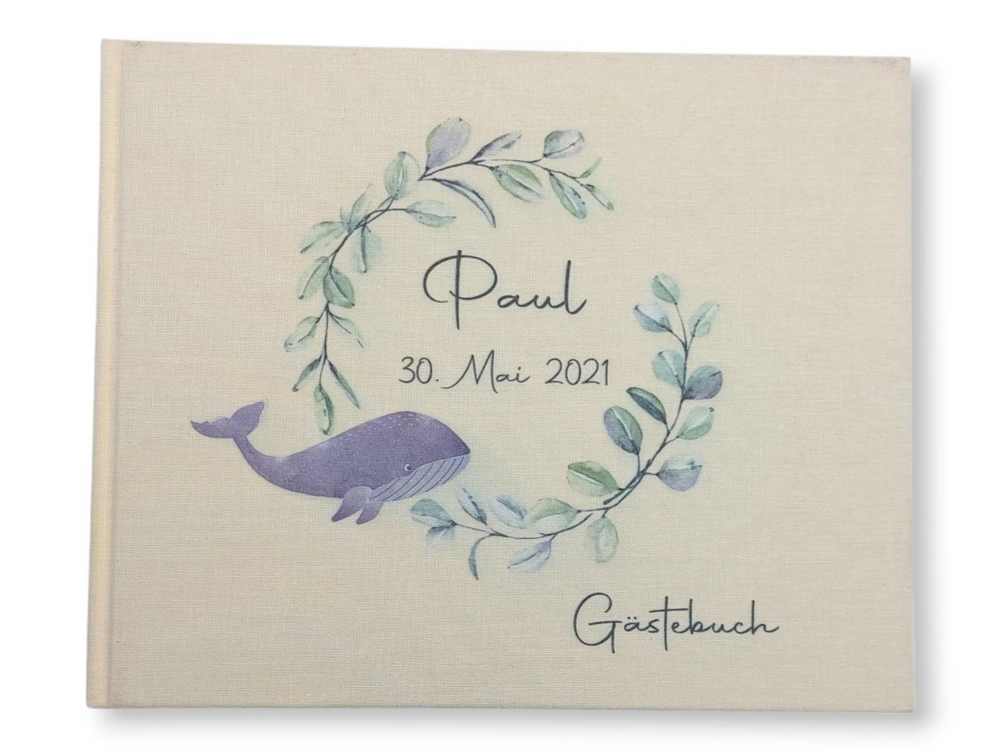 Gästebuch Taufe personalisiert "Wal", Taufgeschenk, Erinnerung Taufe