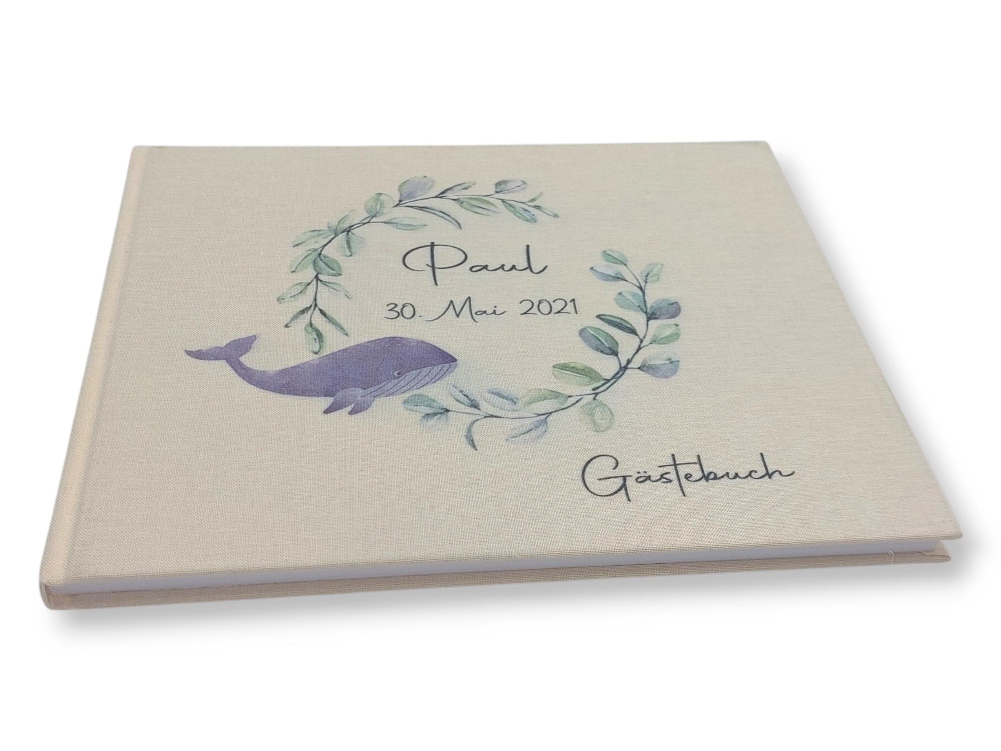 Gästebuch Taufe personalisiert "Wal", Taufgeschenk, Erinnerung Taufe