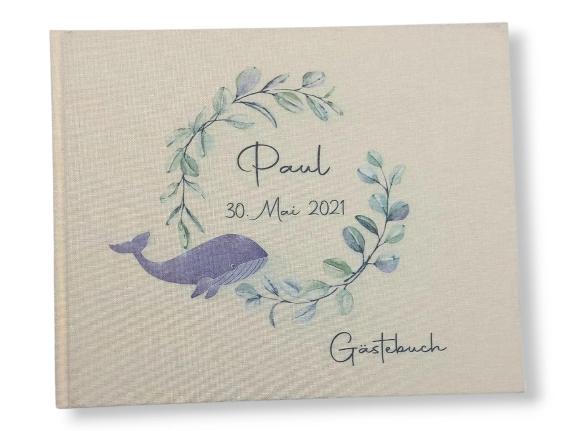 Gästebuch Taufe personalisiert "Wal", Taufgeschenk, Erinnerung Taufe