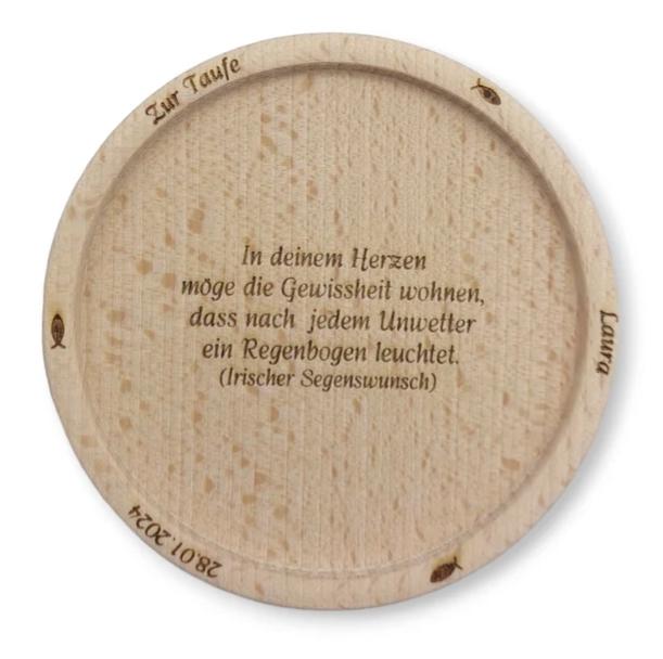 Taufkerze personalisiert mit Namen Datum und Taufspruch "Blumenkranz 2", Junge/ Mädchen, individuell gestaltete Taufkerze