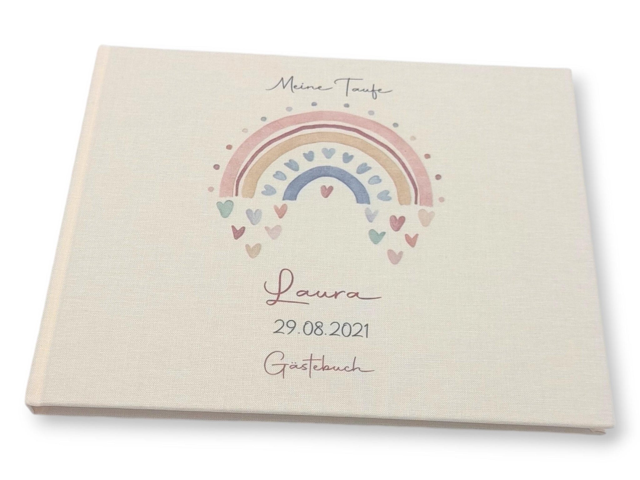 Gästebuch Taufe personalisiert "Regenbogen Herzen", Taufgeschenk, Erinnerung Taufe