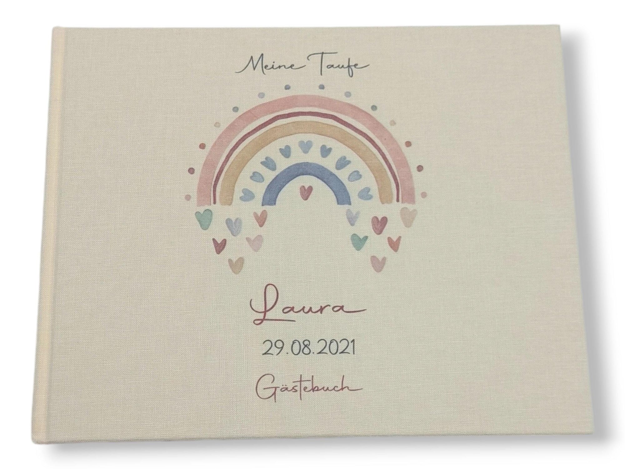 Gästebuch Taufe personalisiert "Regenbogen Herzen", Taufgeschenk, Erinnerung Taufe