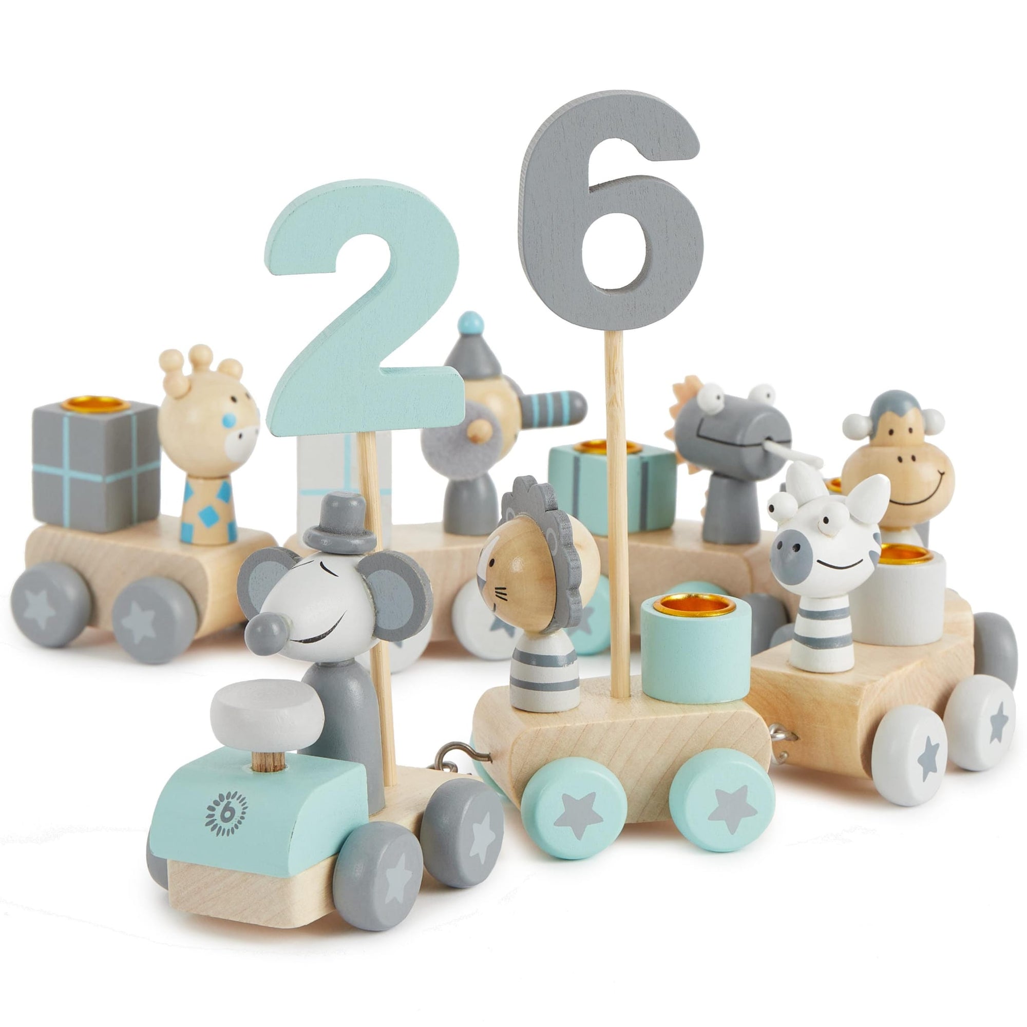 Geburtstagszug mit Zahlen 0-99, blau