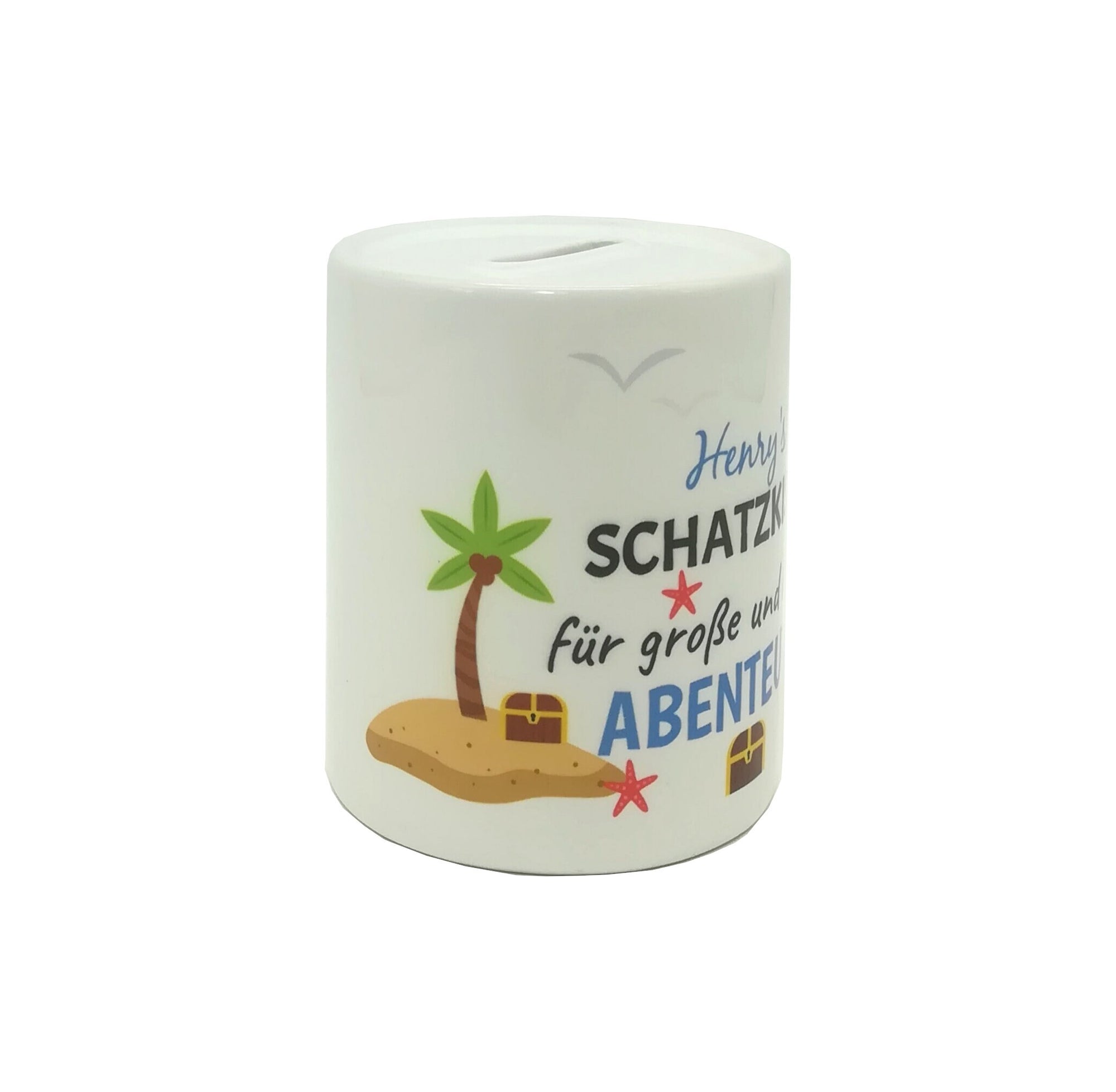 Spardose "Schatzkiste Abenteuer bunt" personalisiert mit Namen