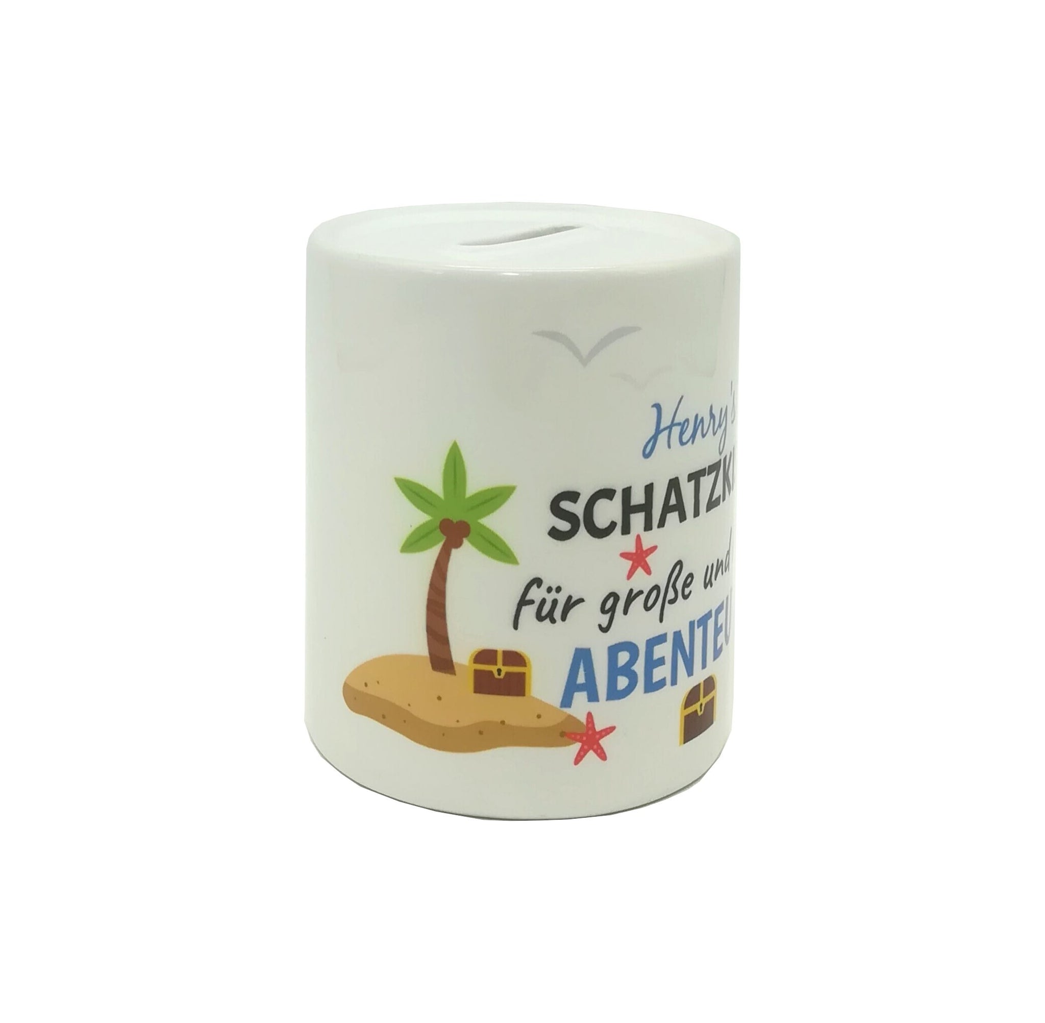 Spardose "Schatzkiste Abenteuer bunt" personalisiert mit Namen