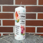 Kerze personalisiert mit Namen zum Muttertag "Blätterranke" Geschenk Mutter, Mama, Oma