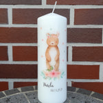 Geburtstagskerze/ Geburtskerze personalisiert "Boho Bär" / Geburt/ Taufe/ Geburtstag