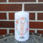 Geburtstagskerze/ Geburtskerze personalisiert "Boho Hase" / Geburt/ Taufe/ Geburtstag