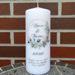 Hochzeitskerze personalisiert mit Namen und Trauspruch "Goldrahmen" / Hochzeit/ Familie/ Trauung/ Hochzeitsgeschenk