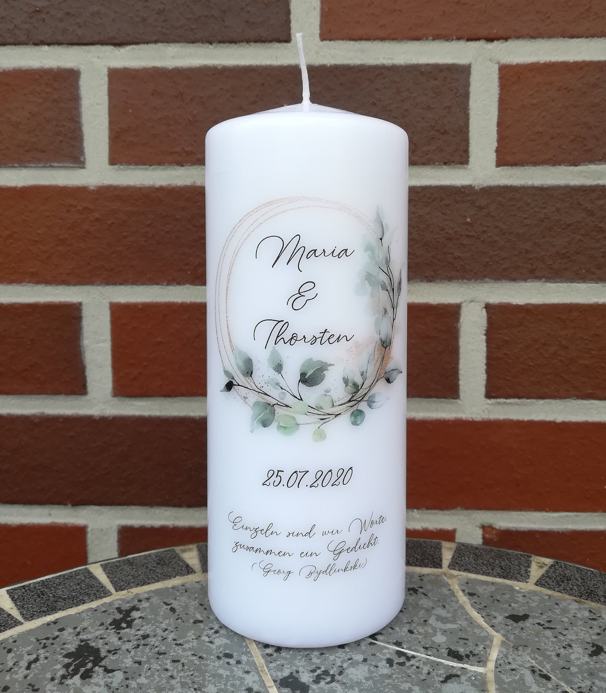 Hochzeitskerze personalisiert mit Namen und Trauspruch "Goldrahmen" / Hochzeit/ Familie/ Trauung/ Hochzeitsgeschenk