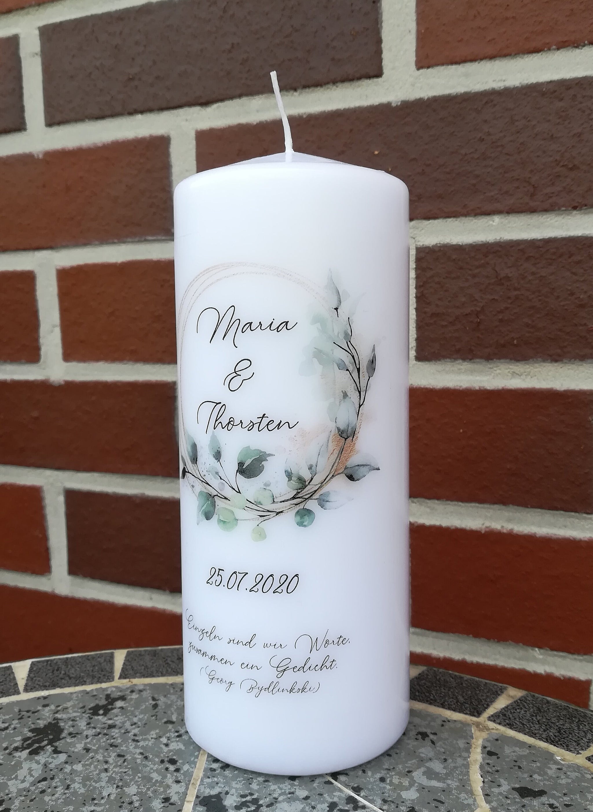Hochzeitskerze personalisiert mit Namen und Trauspruch "Goldrahmen" / Hochzeit/ Familie/ Trauung/ Hochzeitsgeschenk