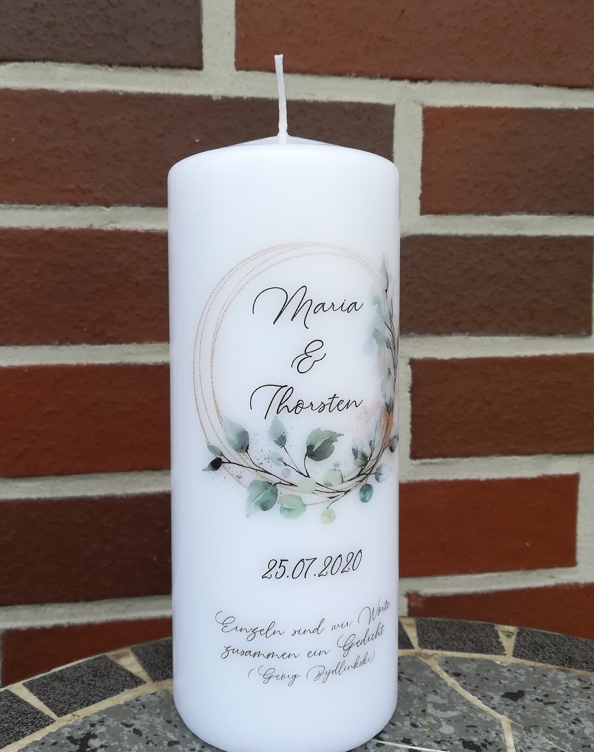 Hochzeitskerze personalisiert mit Namen und Trauspruch "Goldrahmen" / Hochzeit/ Familie/ Trauung/ Hochzeitsgeschenk