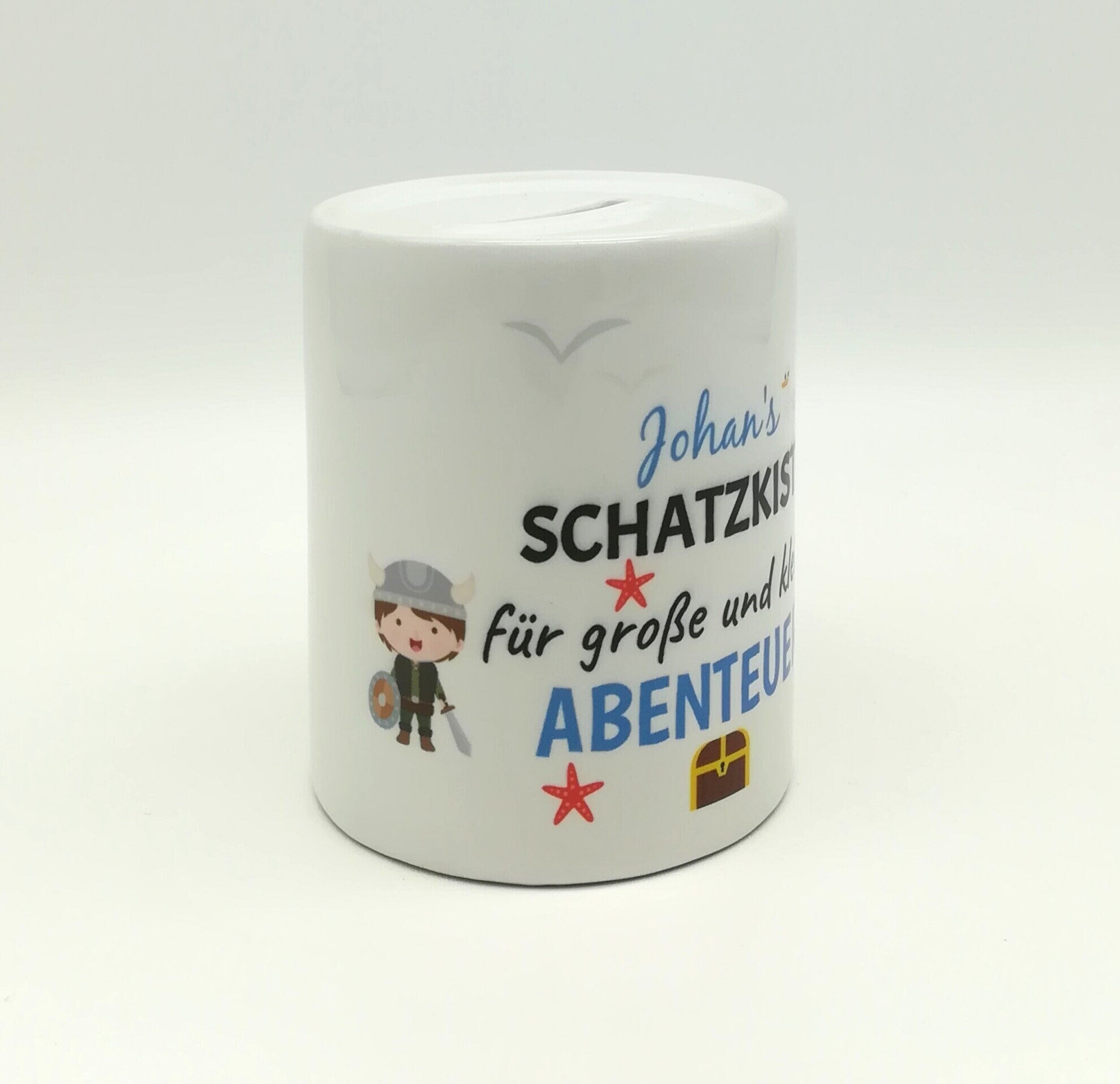 Spardose "Schatzkiste Abenteuer Wikinger" personalisiert mit Namen