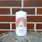 Geburtstagskerze/ Geburtskerze personalisiert mit Namen und Geburtsdatum " Regenbogen rosa" / Geburt/ Taufe/ Geburtstag