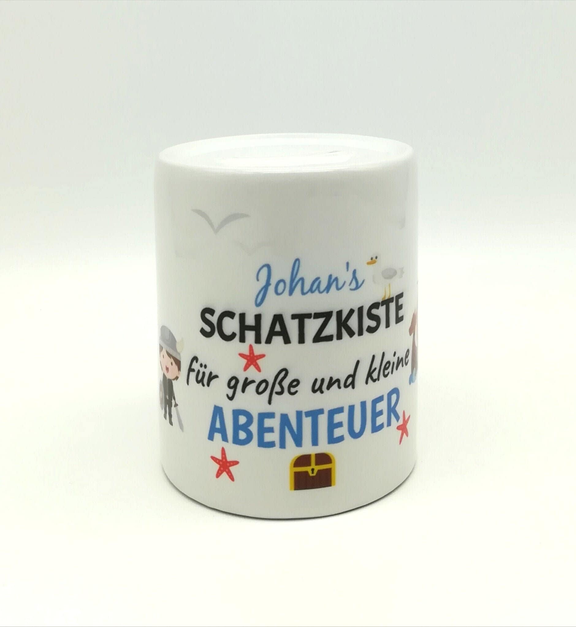 Spardose "Schatzkiste Abenteuer Wikinger" personalisiert mit Namen