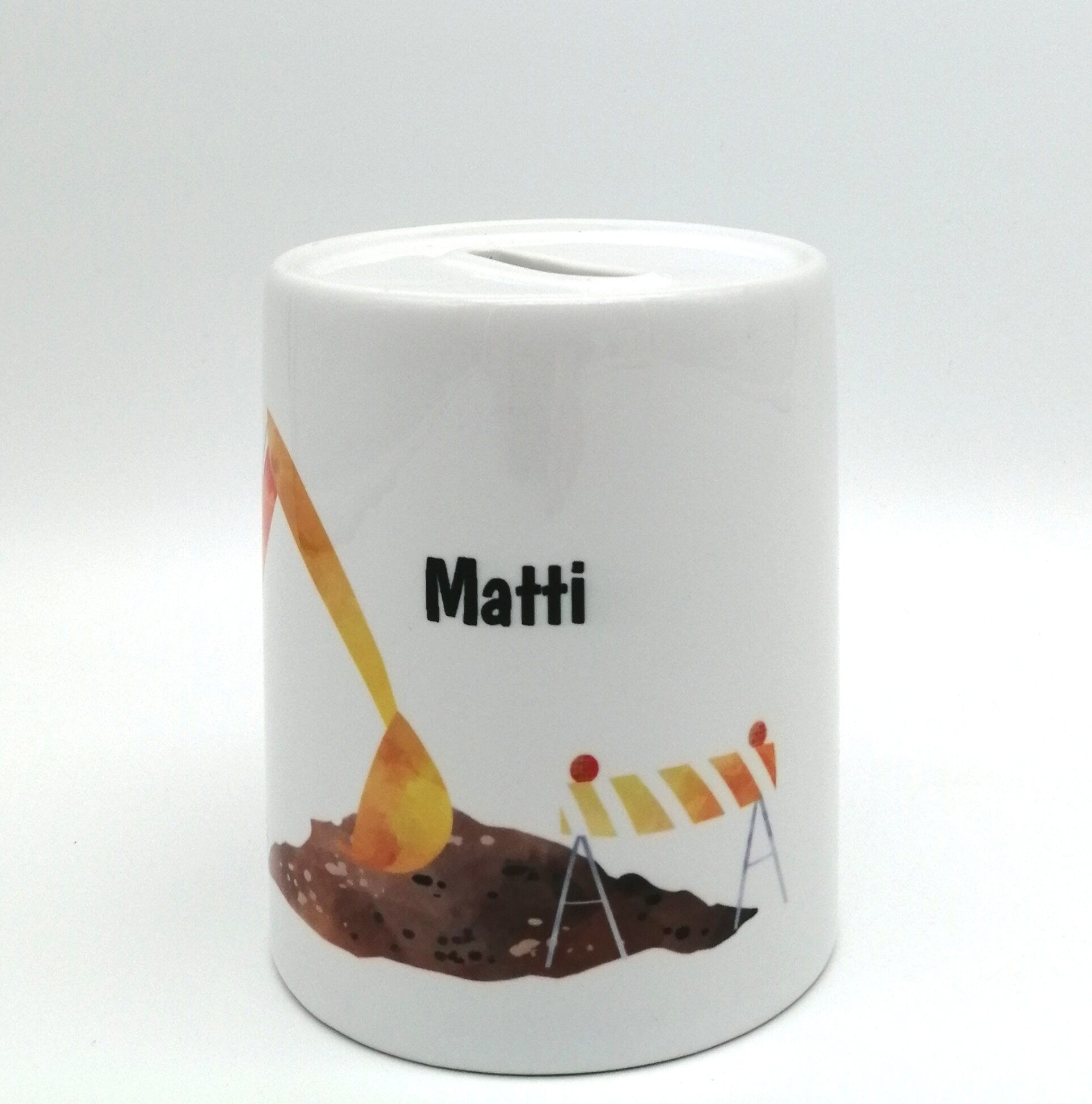 Spardose "Bagger" personalisiert mit Namen