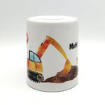 Spardose "Bagger" personalisiert mit Namen