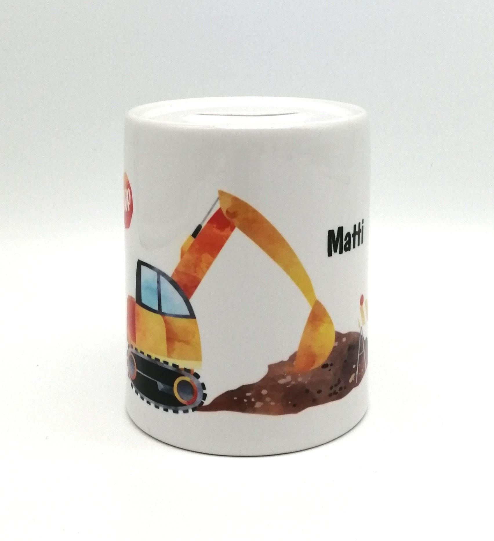 Spardose "Bagger" personalisiert mit Namen