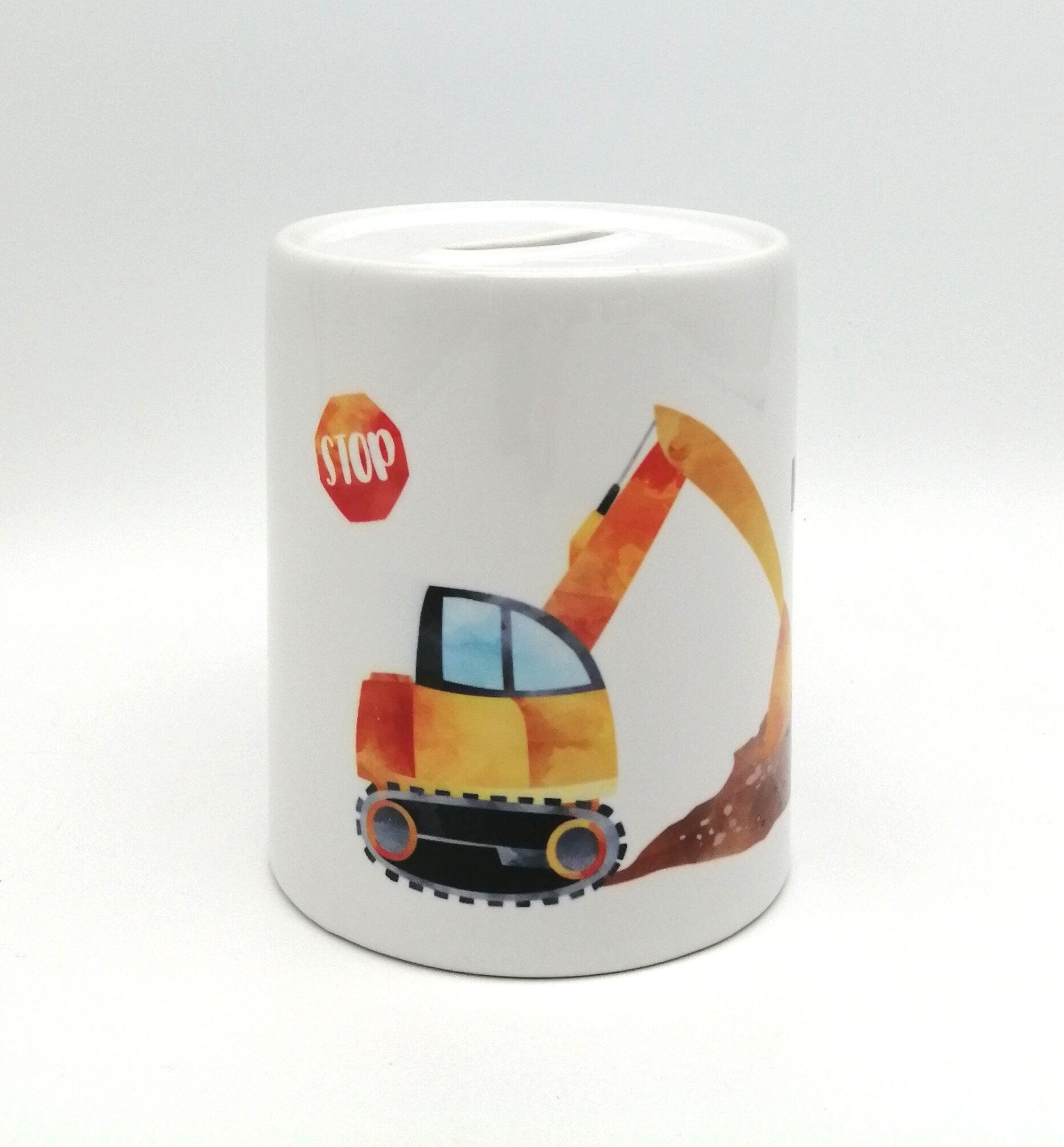 Spardose "Bagger" personalisiert mit Namen