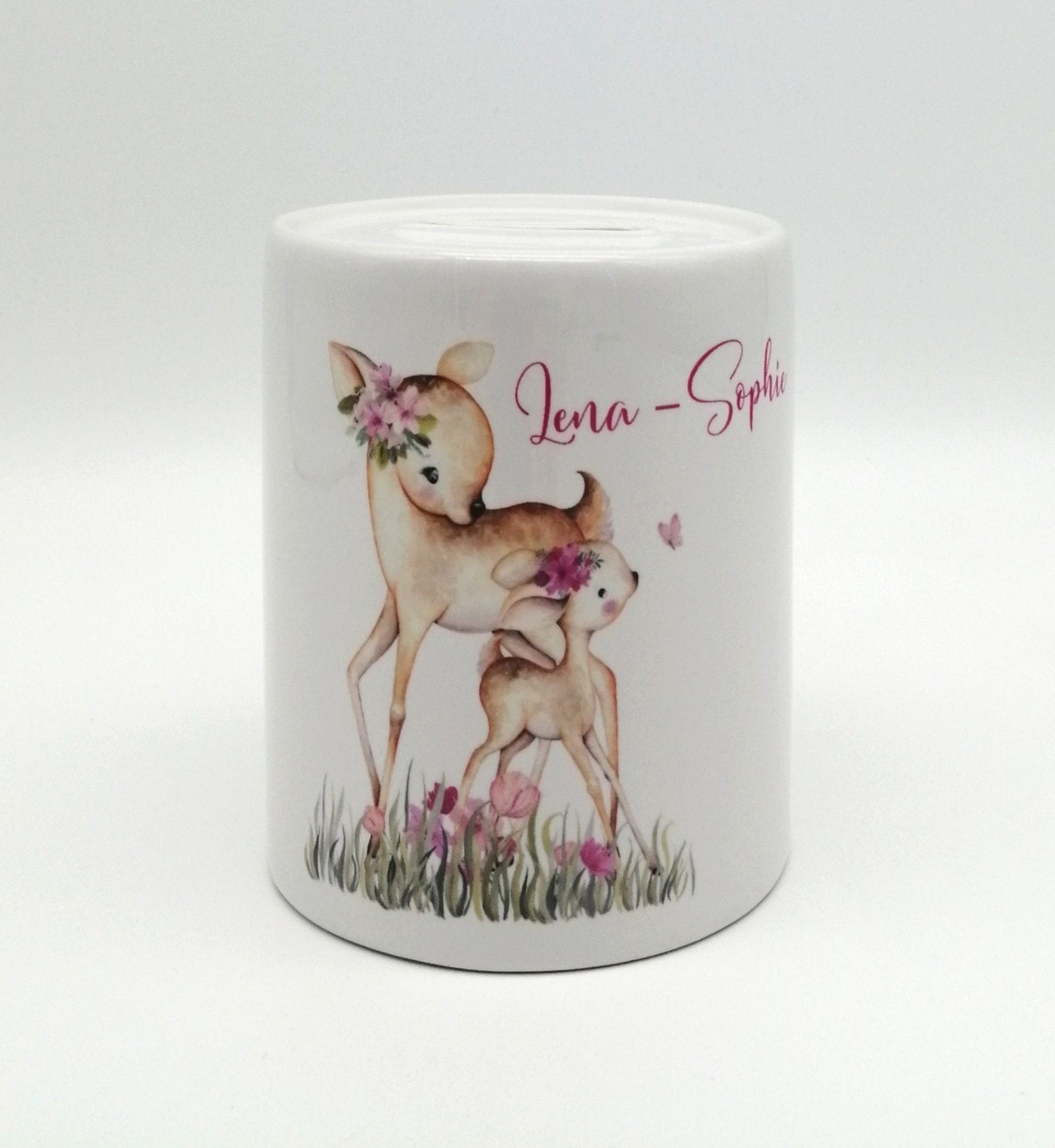 Spardose "Rehe2" personalisiert mit Namen