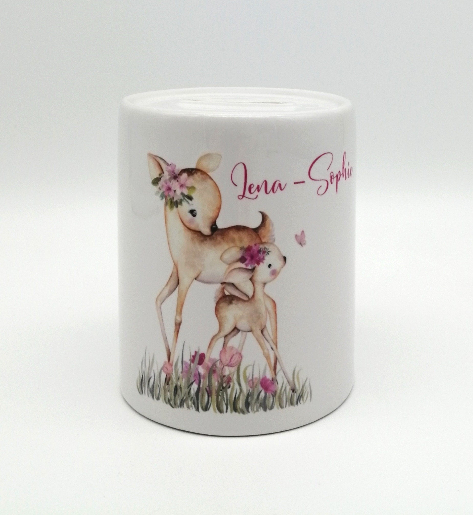 Spardose "Rehe2" personalisiert mit Namen