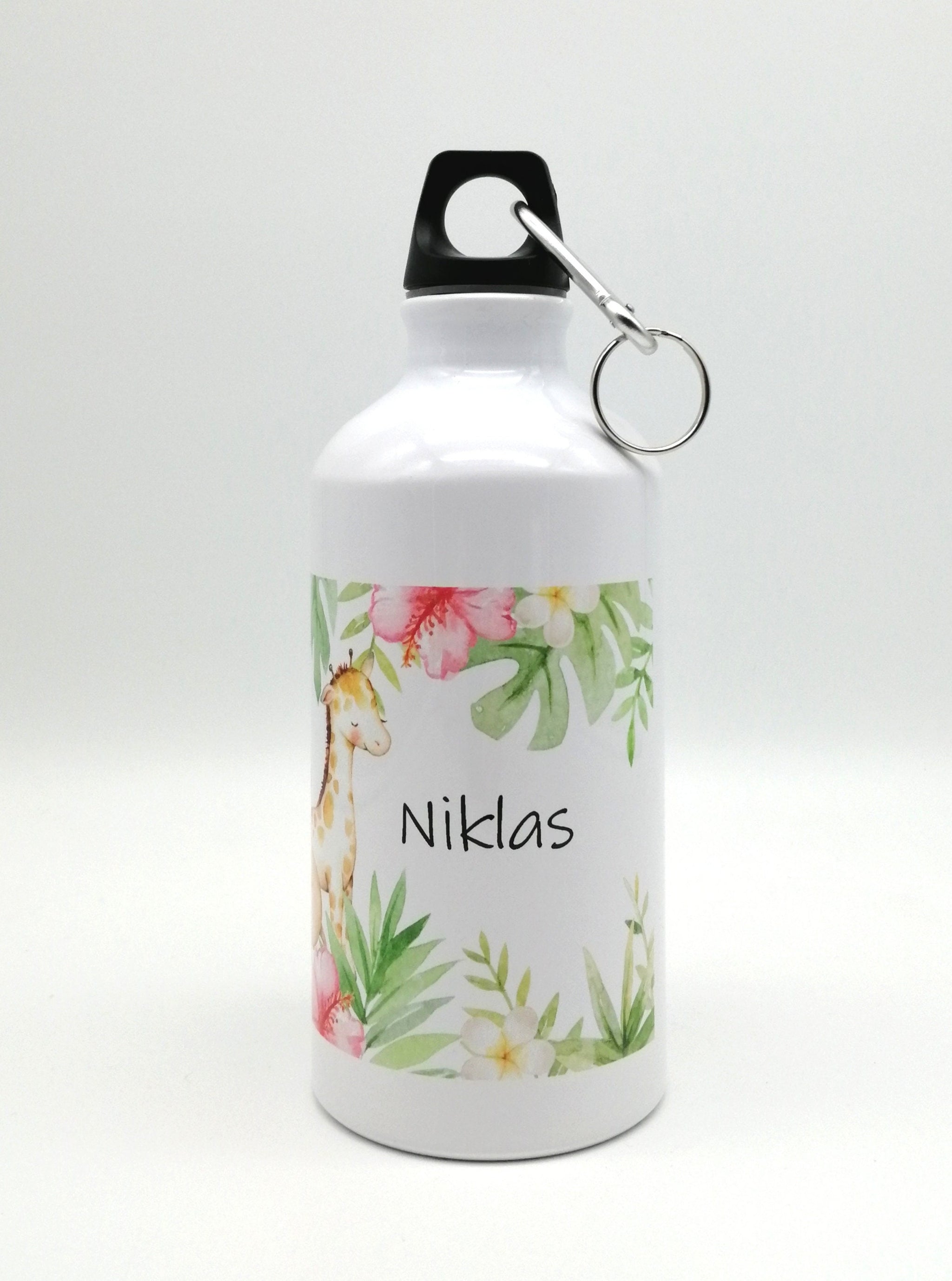 Trinkflasche mit Namen "Dschungeltiere"/ individuell/ Flasche/ Kinder trinkflasche 500ml/ Kindergarten / Schule
