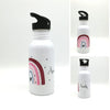 Trinkflasche mit Namen "Regenbogen rot/rosa"/ Kindergarten/ Schule/ Sport/ 500ml mit Strohhalm