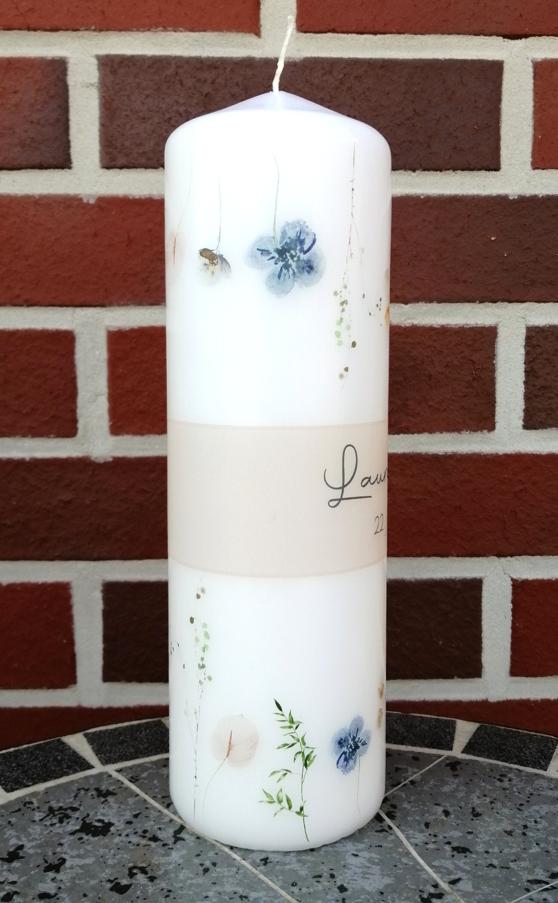 Hochzeitskerze personalisiert mit Namen und Datum "Wildblumen rosa" / Hochzeit/ Familie/ Trauung/ Hochzeitsgeschenk/ Traukerze