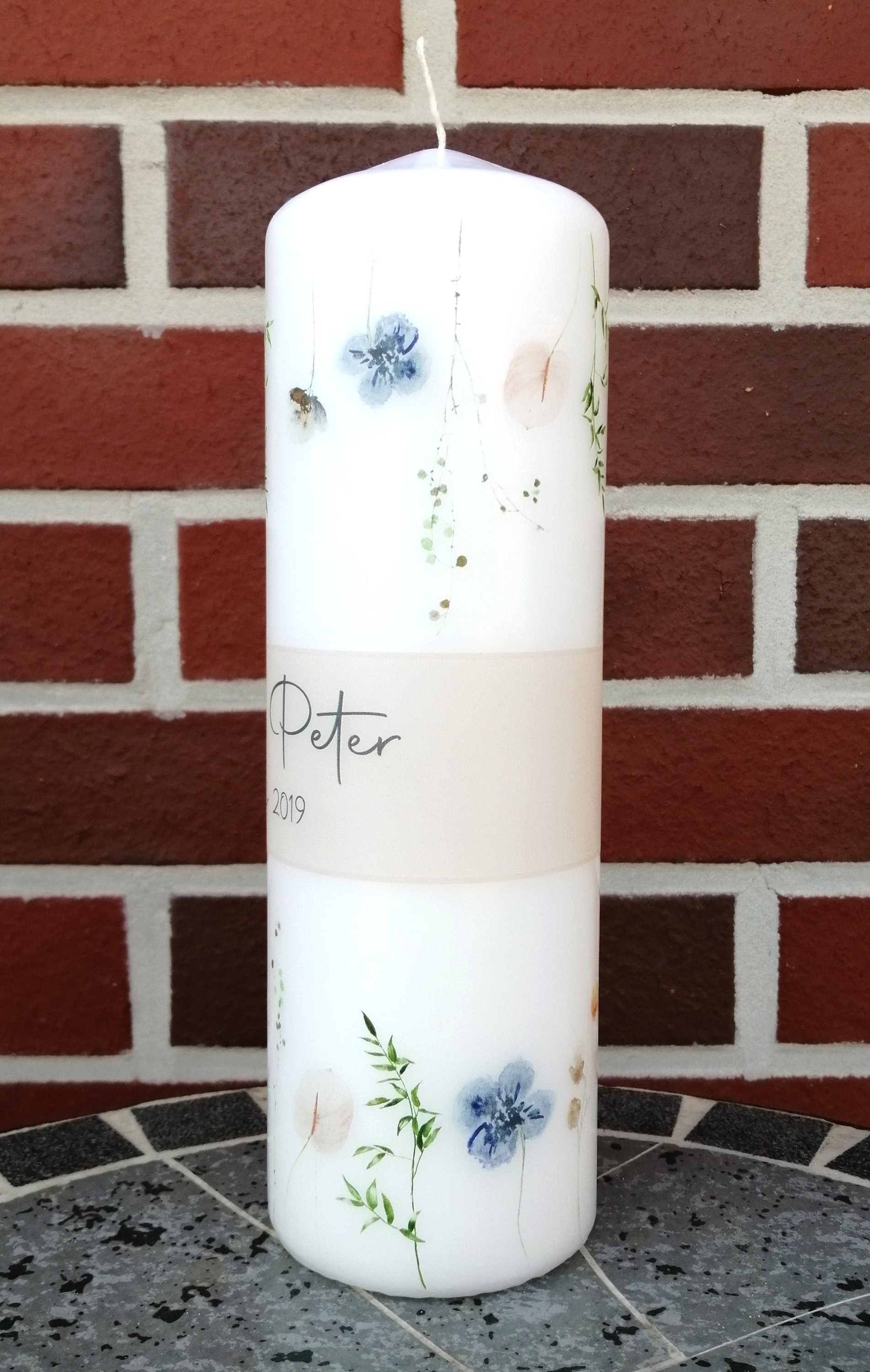 Hochzeitskerze personalisiert mit Namen und Datum "Wildblumen rosa" / Hochzeit/ Familie/ Trauung/ Hochzeitsgeschenk/ Traukerze