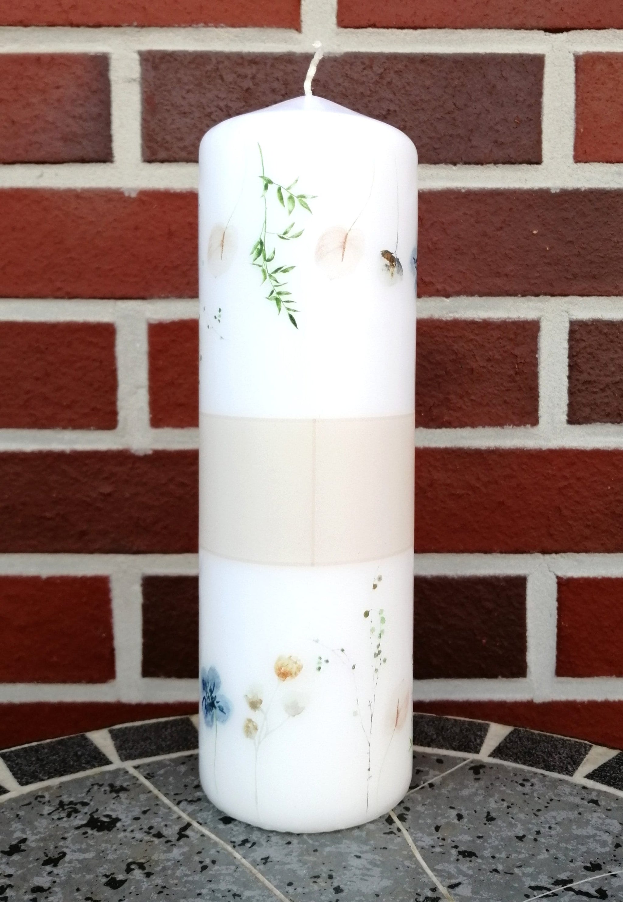 Taufkerze Blumen (20x8cm)