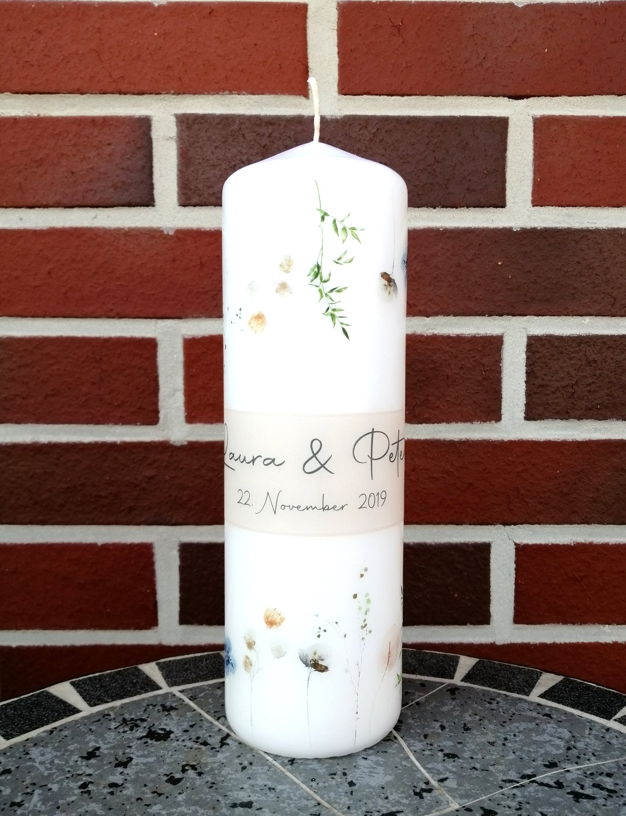 Hochzeitskerze personalisiert mit Namen und Datum "Wildblumen rosa" / Hochzeit/ Familie/ Trauung/ Hochzeitsgeschenk/ Traukerze