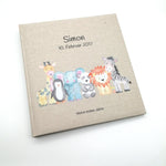 Fotoalbum personalisiert Baby, Kind "Zootiere" Leinen, Erinnerungsalbum