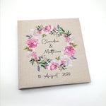 Fotoalbum personalisiert Hochzeit "Blumenkranz 2" Leinen, Erinnerungsalbum
