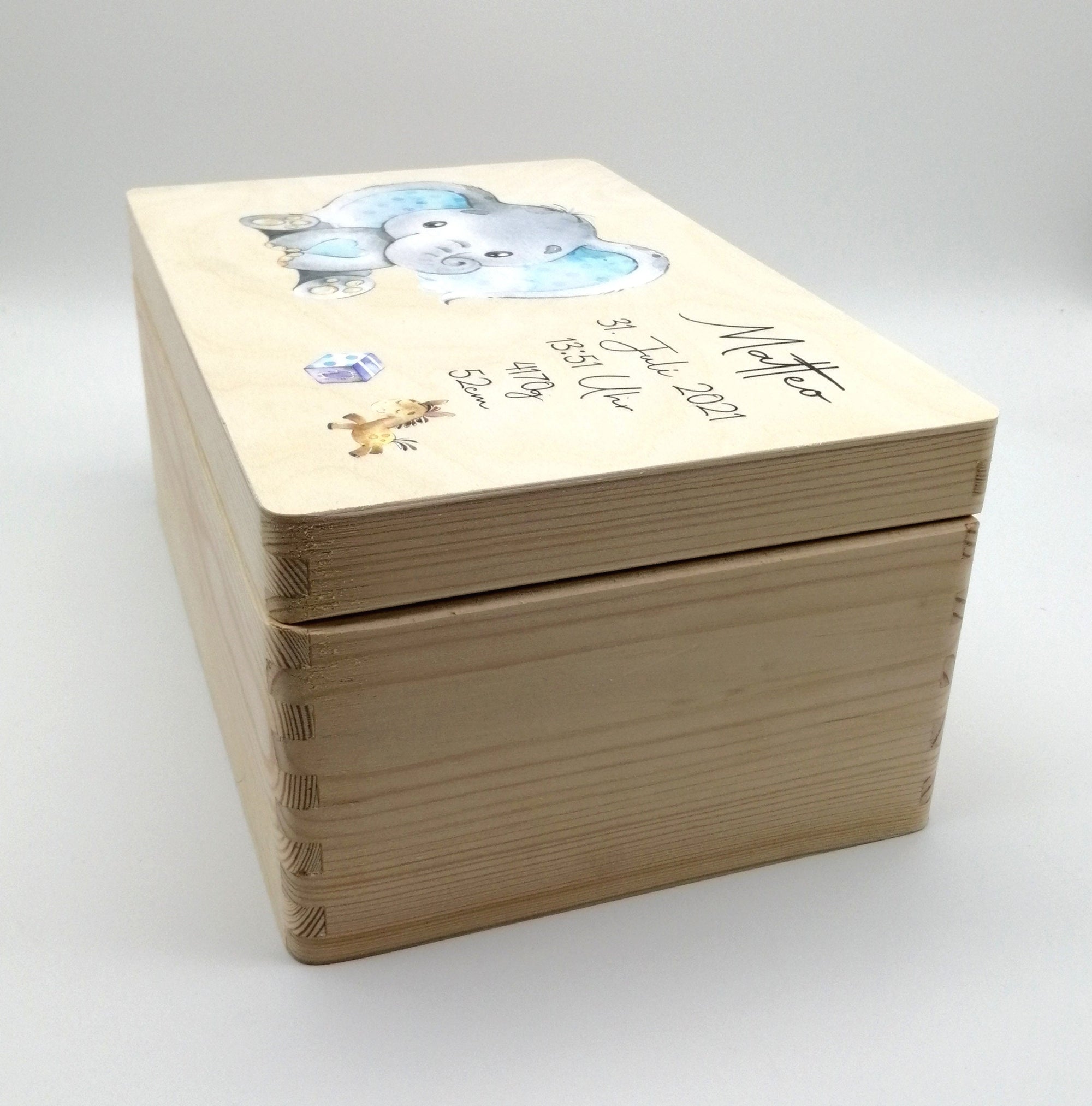 Erinnerungskiste Baby mit Namen "Elefant" Geburtsdatum Erinnerungsbox für Kinder, Geschenkidee Geburt, Taufe Erinnerungsbox, Geschenkidee