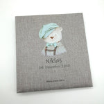 Fotoalbum personalisiert Baby, Kind "Mini Bär" Leinen, Erinnerungsalbum