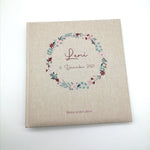 Fotoalbum personalisiert Baby, Kind "Blumenkranz 3" Leinen, Erinnerungsalbum