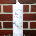 Taufkerze personalisiert mit Namen Datum und Taufspruch "Wal 5", Junge/ Mädchen