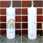 Geburtstagskerze/ Geburtskerze personalisiert mit Namen und Geburtsdatum " Regenbogen boho" / Geburt/ Taufe/ Geburtstag