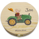 Milchzahndose personalisiert "TraktorJunge" / Milchzahnbox aus Holz