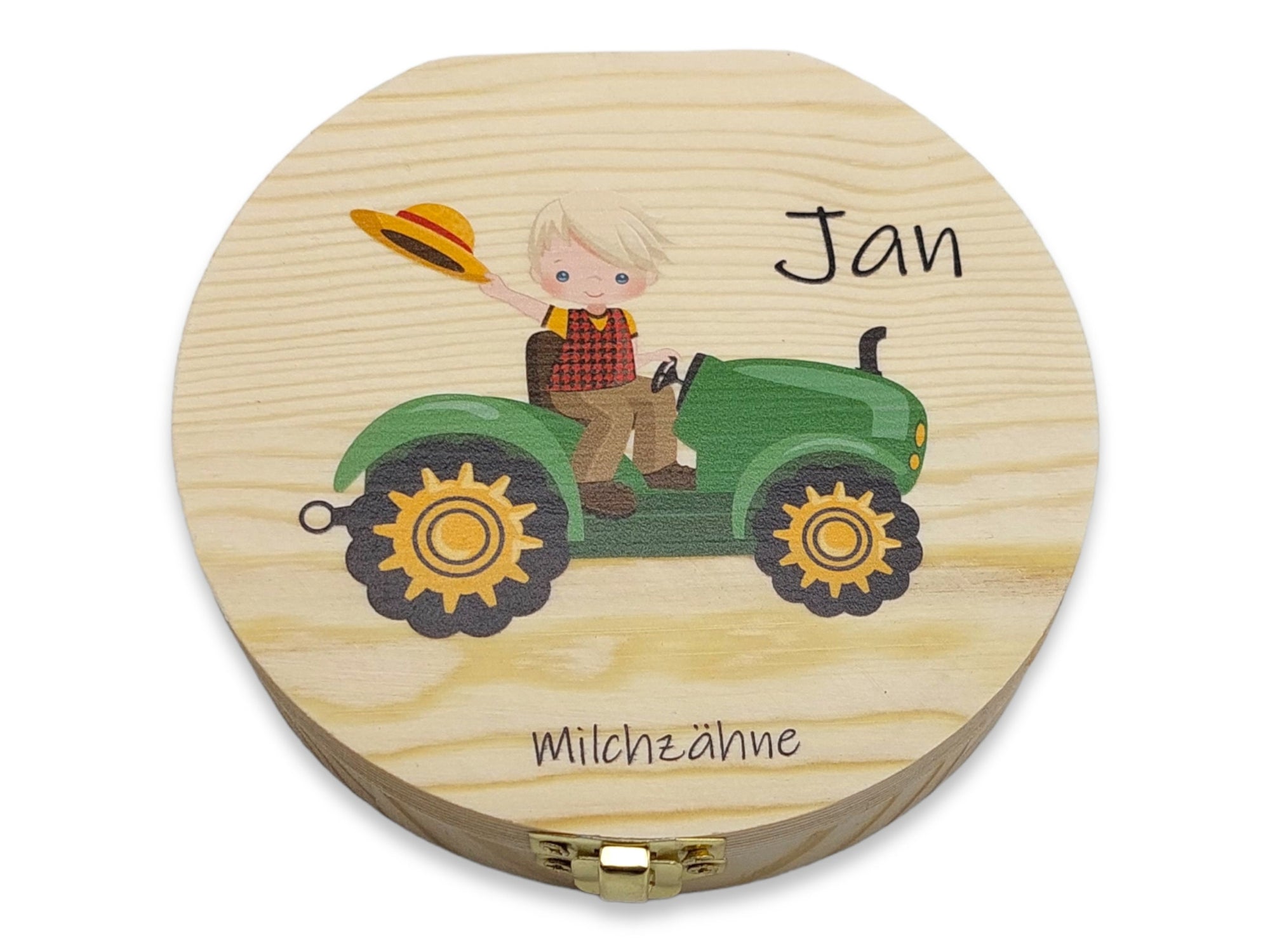 Milchzahndose personalisiert "TraktorJunge" / Milchzahnbox aus Holz