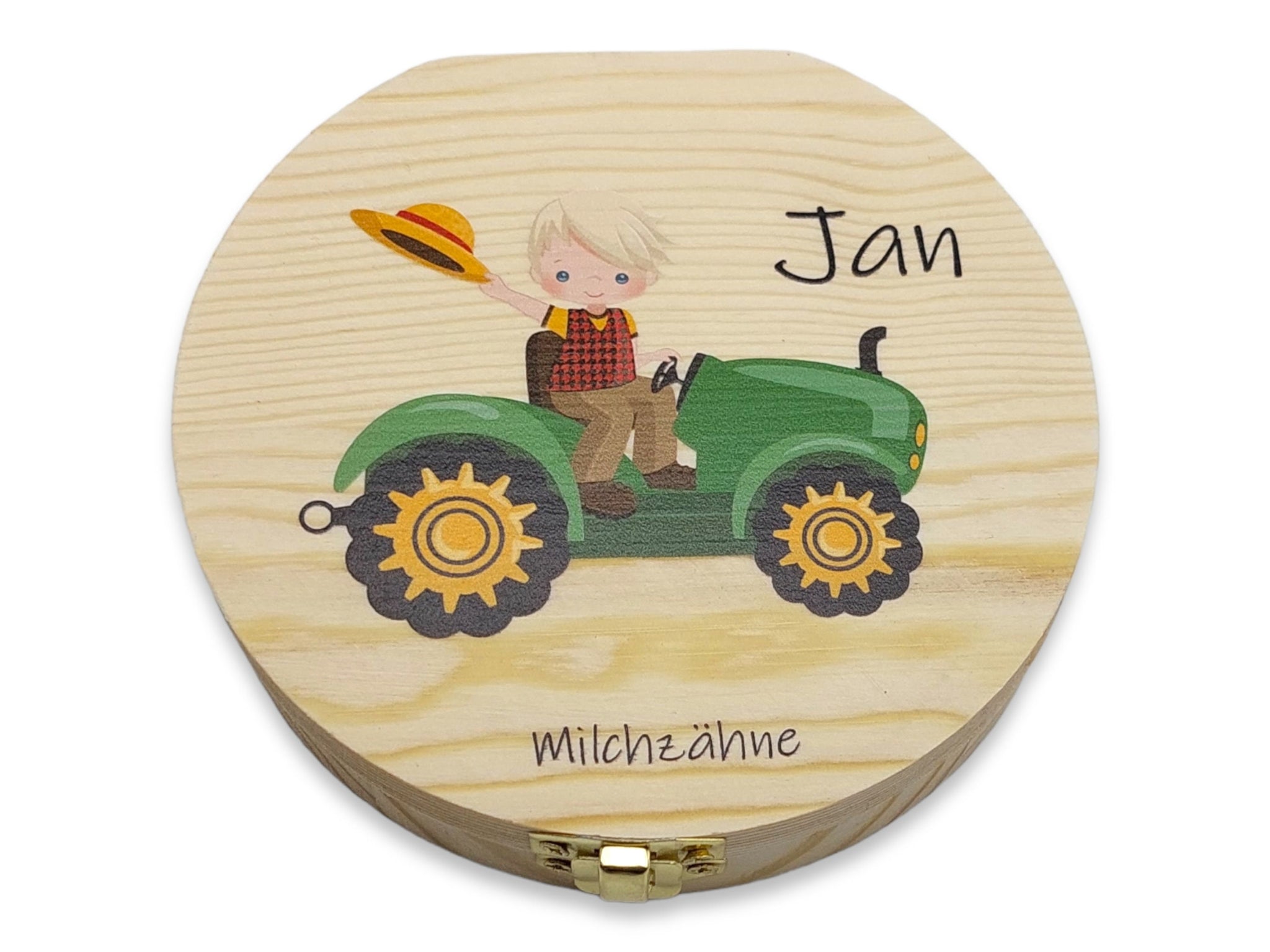 Milchzahndose personalisiert "TraktorJunge" / Milchzahnbox aus Holz