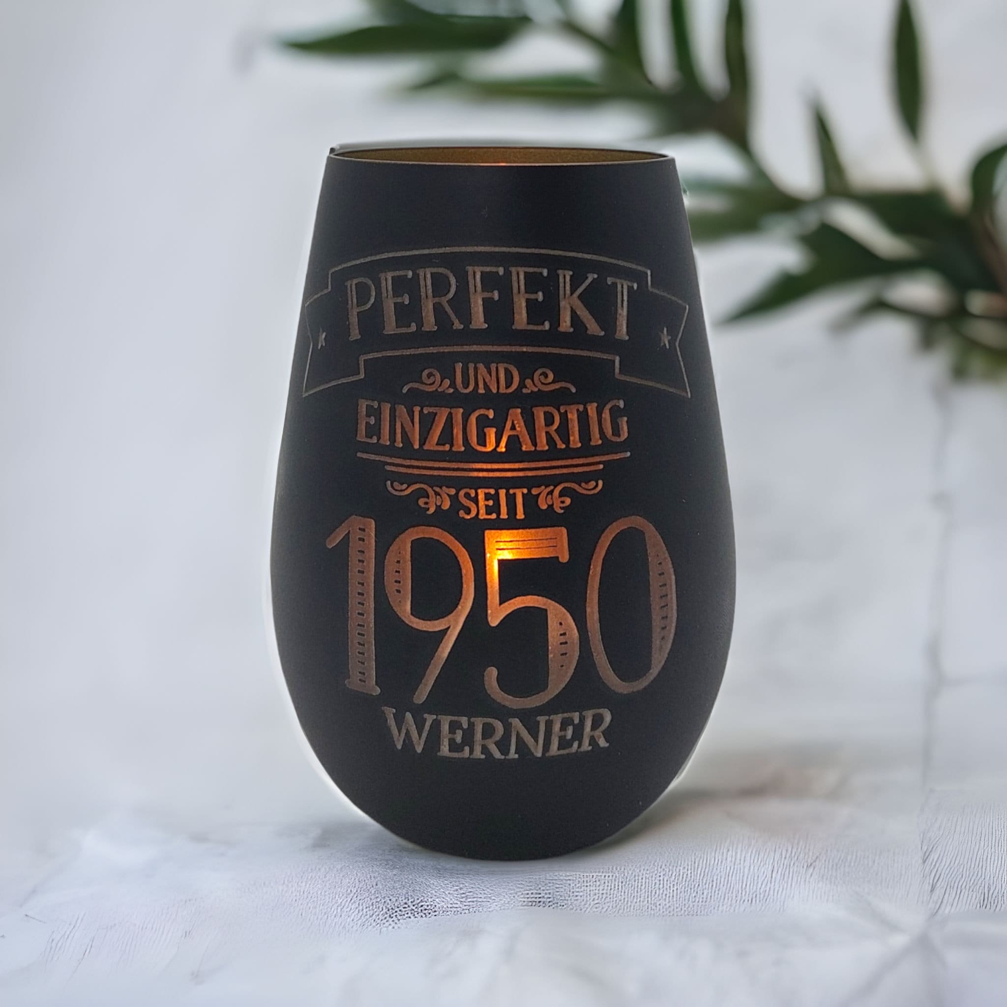 Windlicht personalisiert "Perfekt" Geburtstagslicht