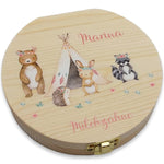 Milchzahndose personalisiert "Boho Waldtiere" / Milchzahnbox aus Holz