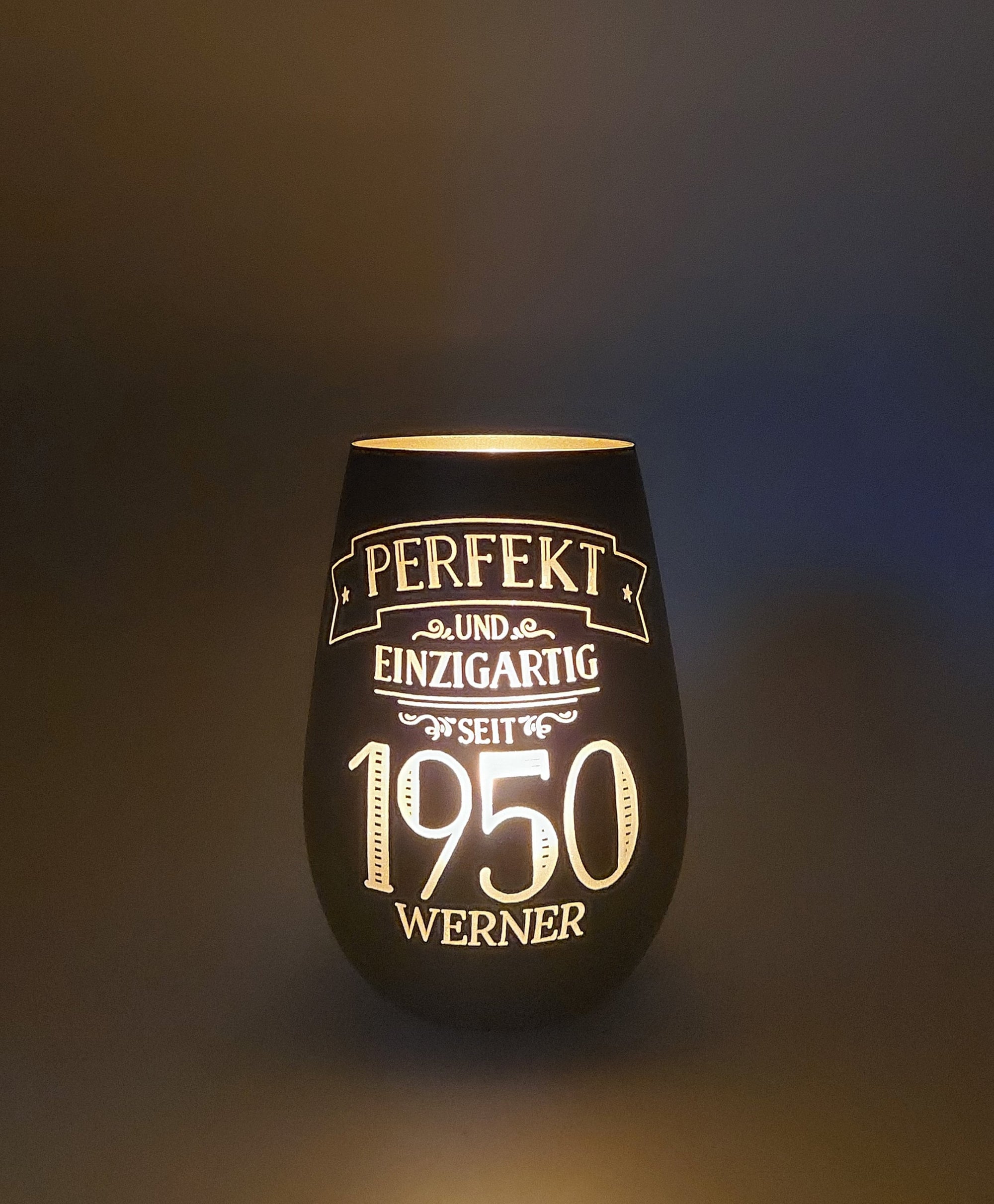Windlicht personalisiert "Perfekt" Geburtstagslicht