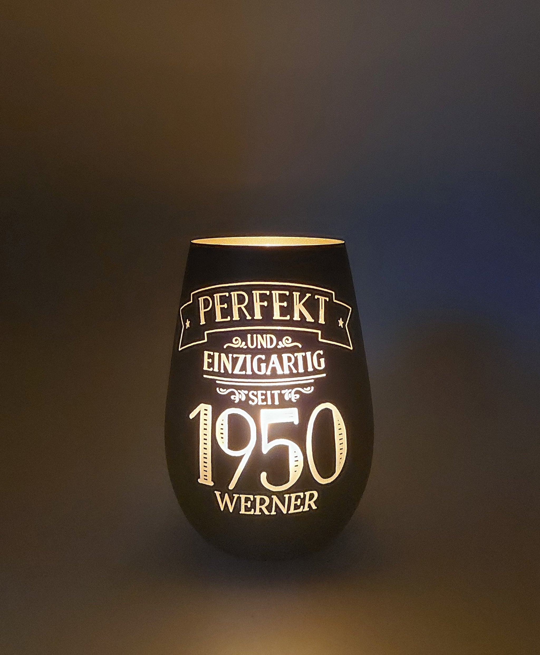 Windlicht personalisiert "Perfekt" Geburtstagslicht