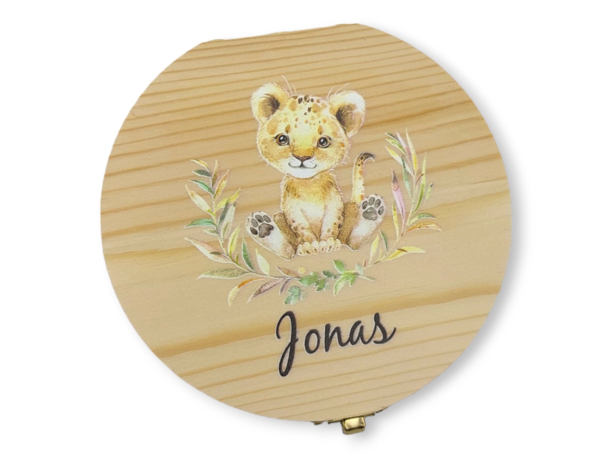 Milchzahndose personalisiert "Löwe2" / Milchzahnbox aus Holz
