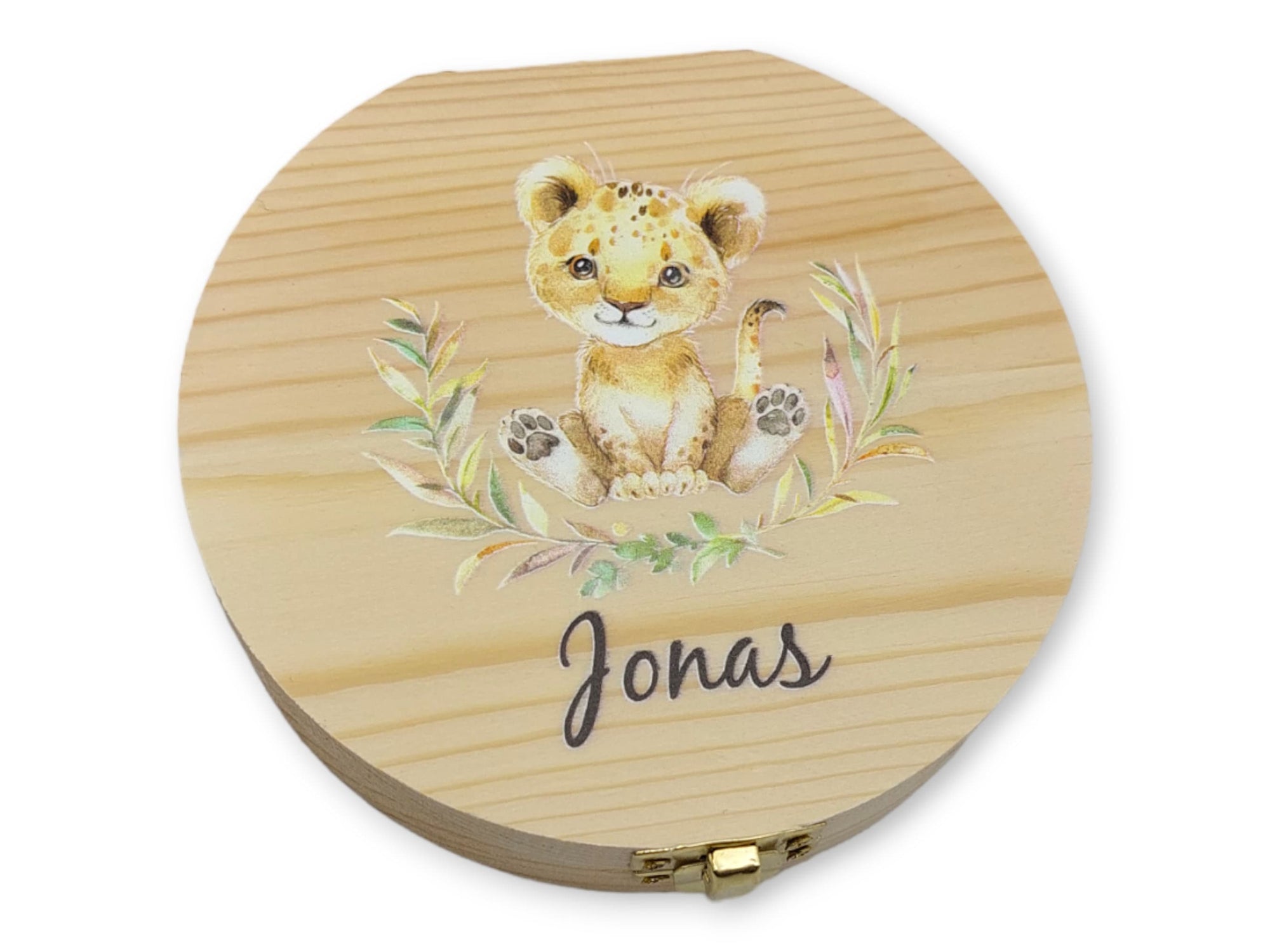 Milchzahndose personalisiert "Löwe2" / Milchzahnbox aus Holz